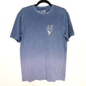 American Eagle Ombre Graphic T-Shirt Blue Purple Small